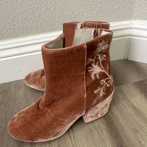 Pink velvet boots